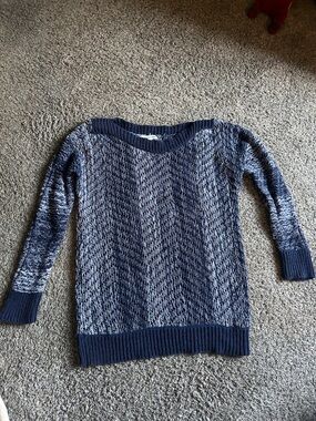 Coldwater Creek Navy Marled Open-Knit Boatneck Sweater - Women